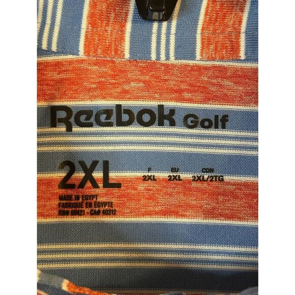 Reebok Mens Short Sleeve Golf Performance Polo Blue Red Striped Size 2XL (5305) - Picture 3 of 5